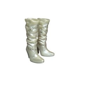 Barbie Doll Shoes My Scene My Bling Bling Kennedy White Silver Tall Boots